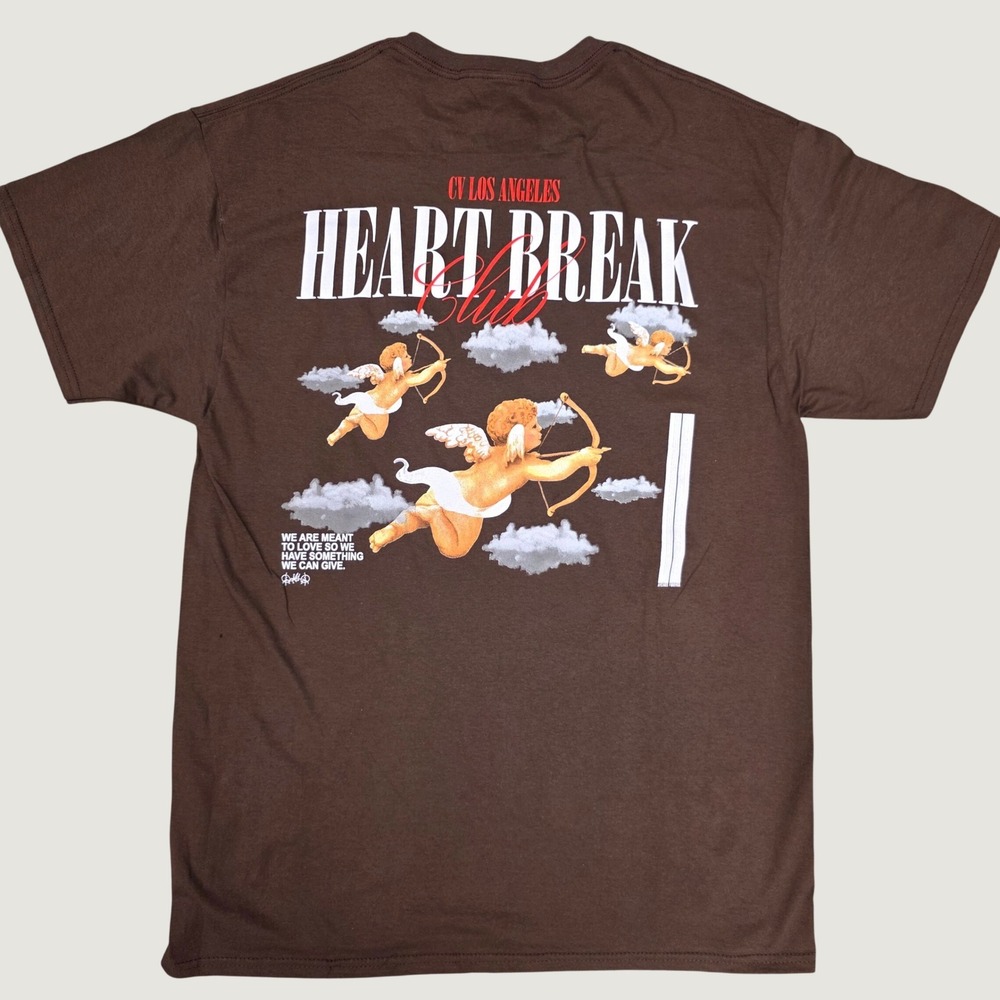 CV Los Angeles Heart Break Club Brown Cupid Graphic Tee Shirt Mens Large